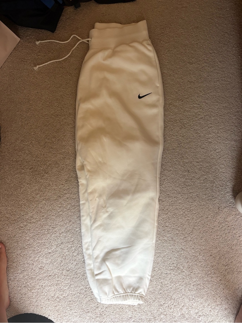 Nike Cream Jogger Sweatpants with Black Swoosh
